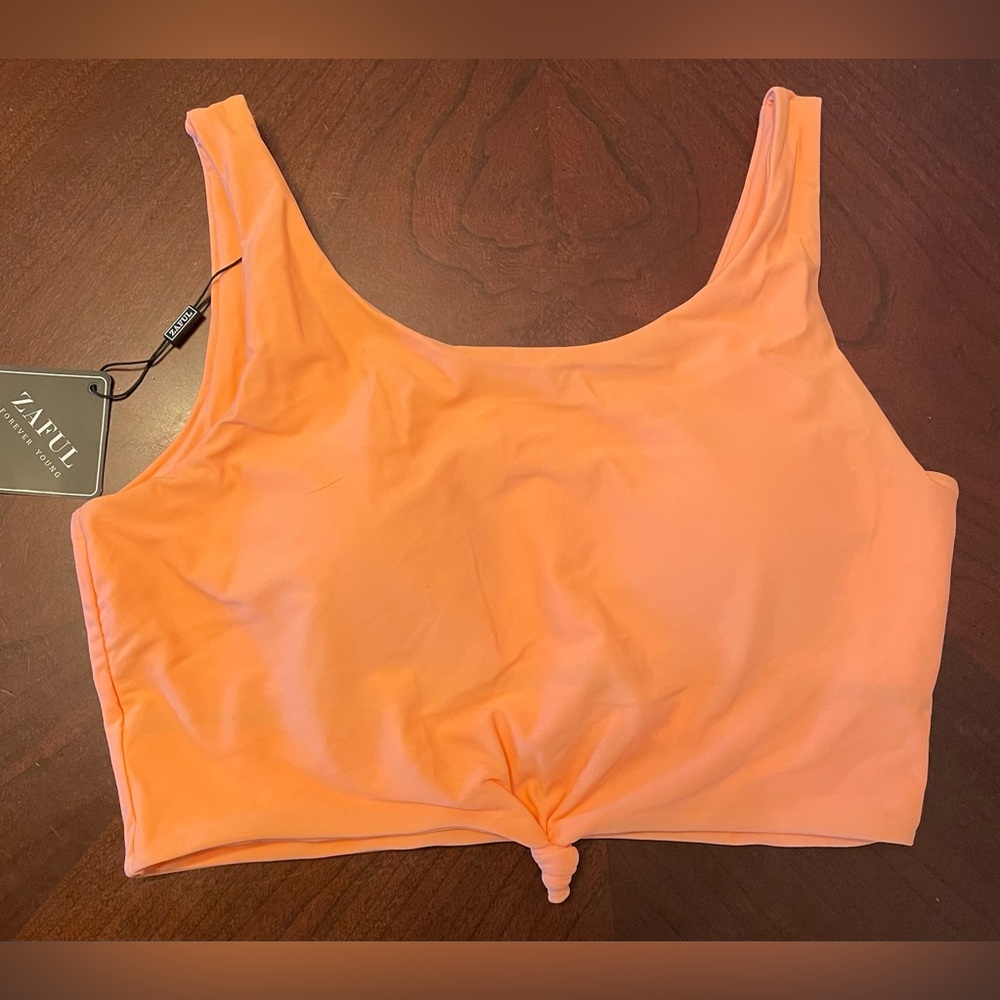 Zaful Orange Full Knot Tankini Swim top Size 8 NWT